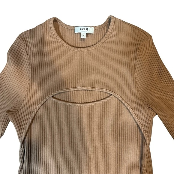 AGOLDE Lyza Ribbed Stretch Cut Out Top in Tan Medium Excellent Condition - Picture 4 of 7